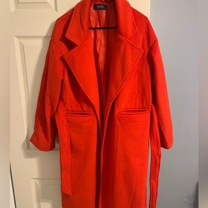 Akira soft red wool trench coat
